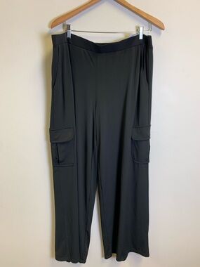 Lisa Rinna Collection Black Wide-Leg Cargo Palazzo Pants